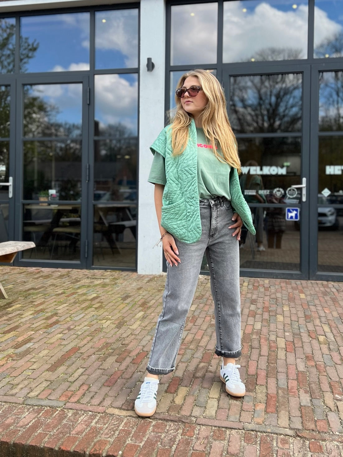 Mom fit jeans grijs Queen Hearts