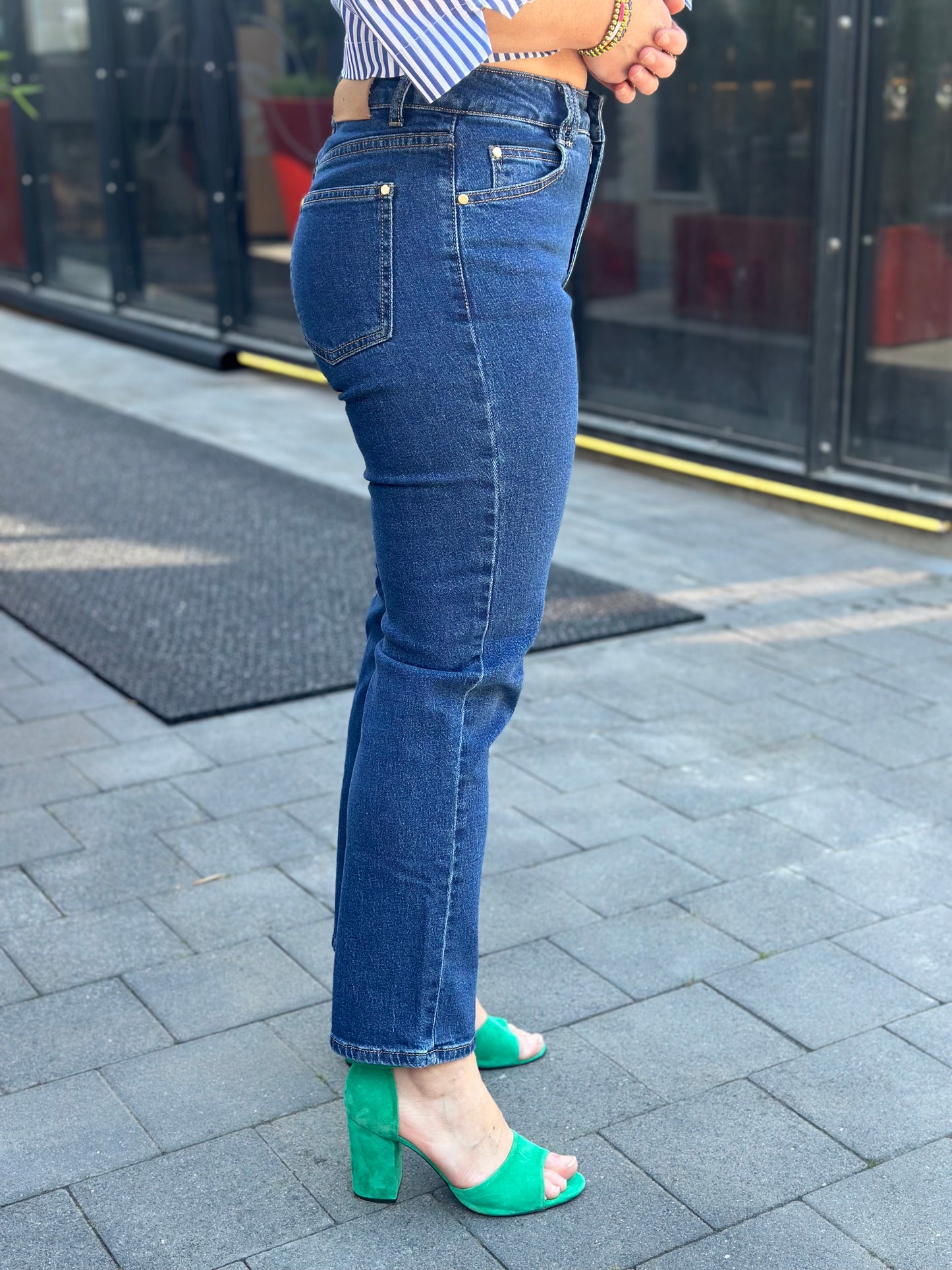 Slim Mom fit jeans dark blue Queen Hearts