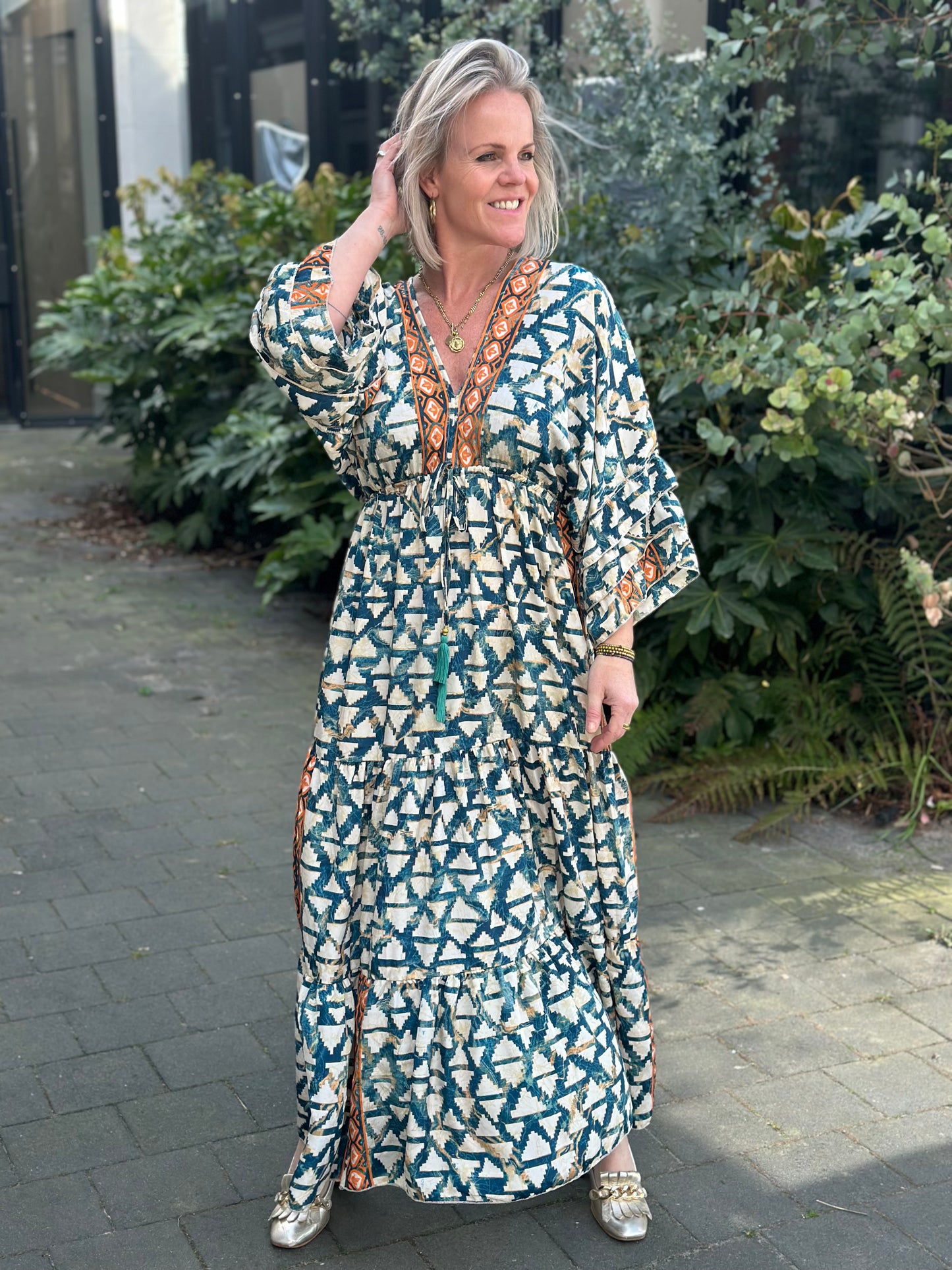 Ibiza Dress beige/petrol/oranje
