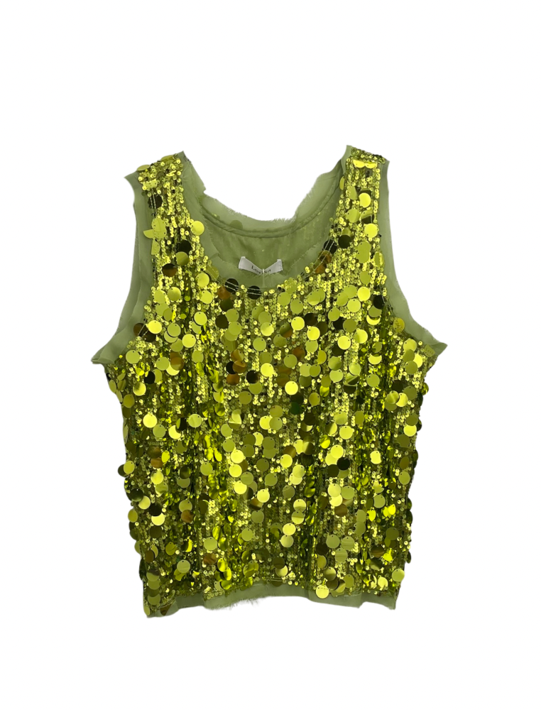 Tanktop paillet mos groen