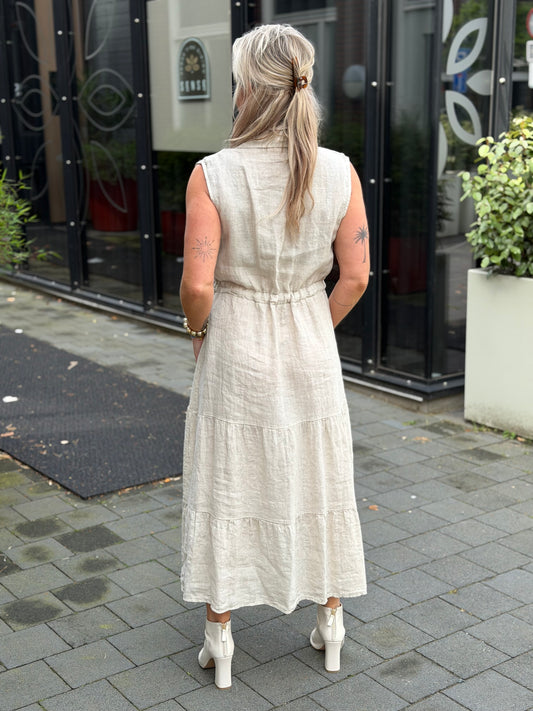 Linnen jurk Cleo beige