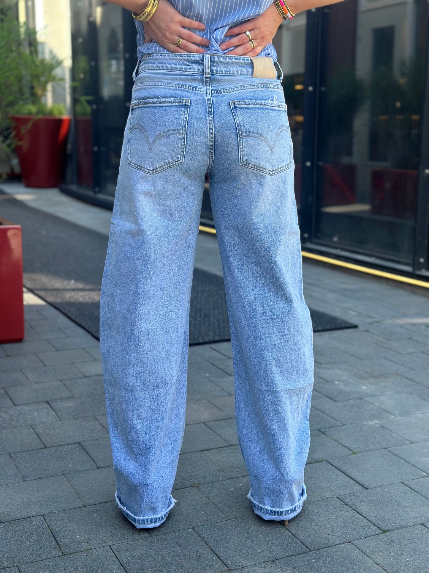 Tall ballon/barrel jeans blue Queen Hearts