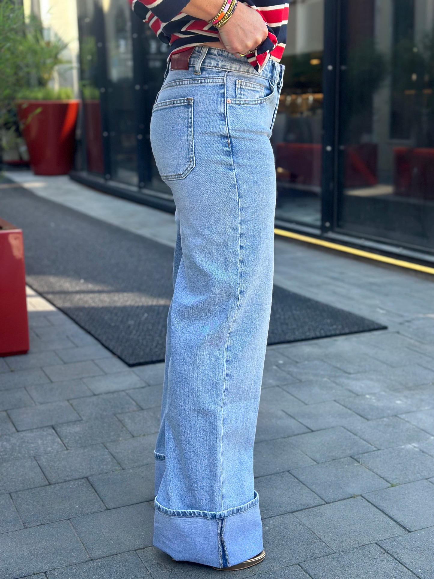 Tall turn up jeans blue Queen Hearts
