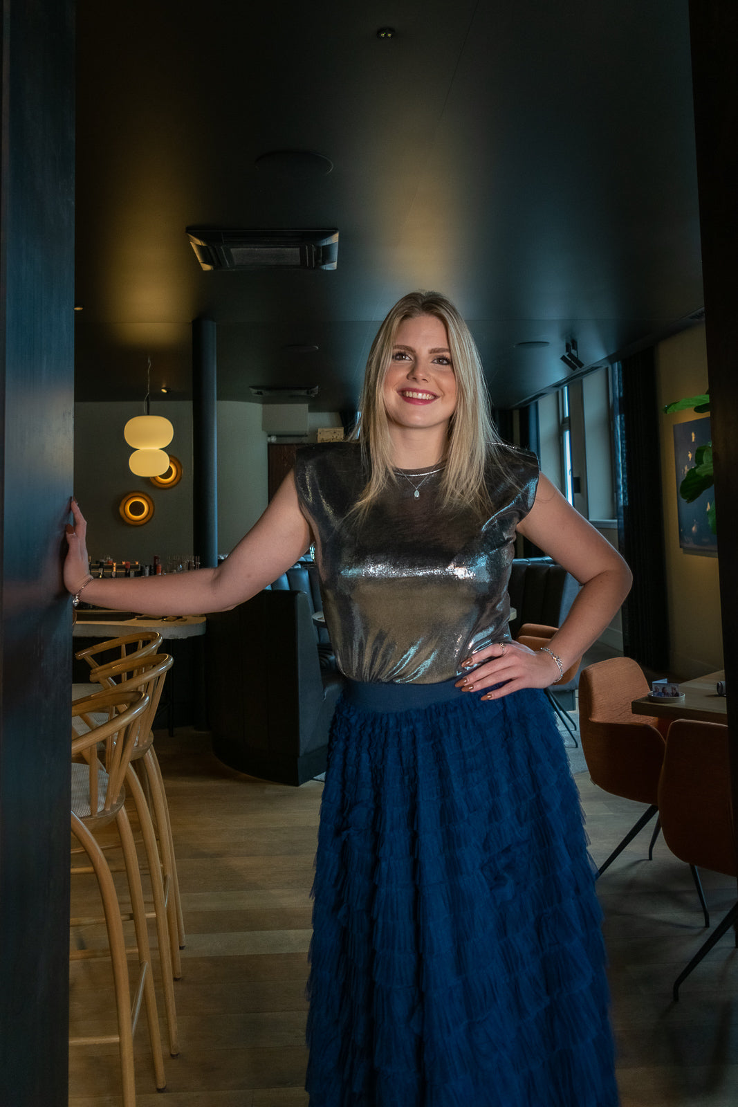 Metallic top Pam Zilver