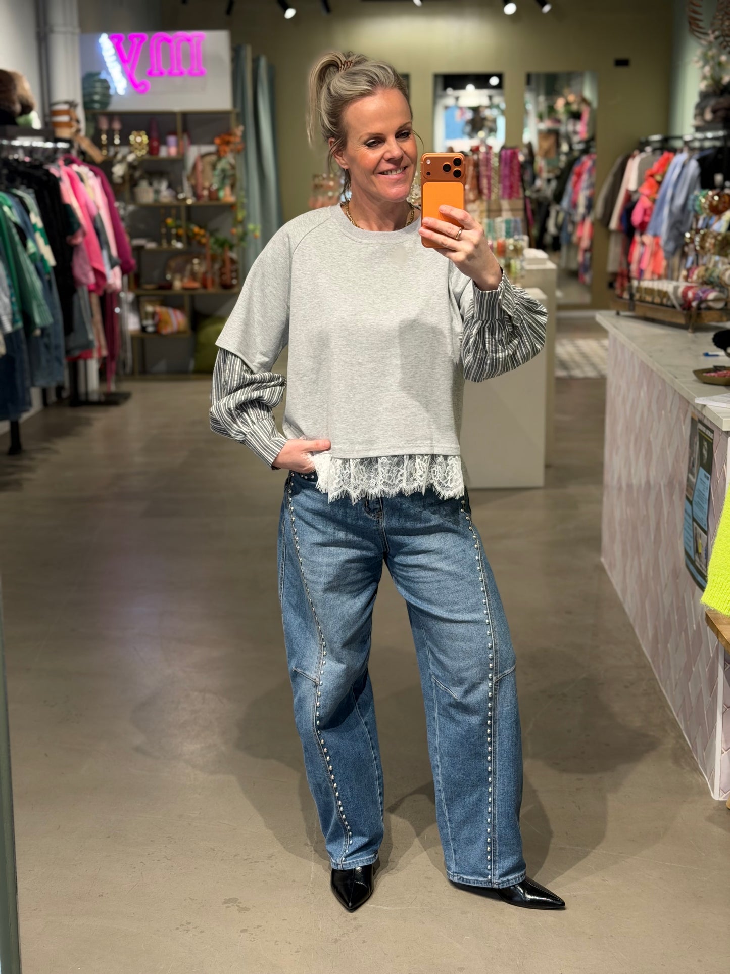 Blouse sweater grijs