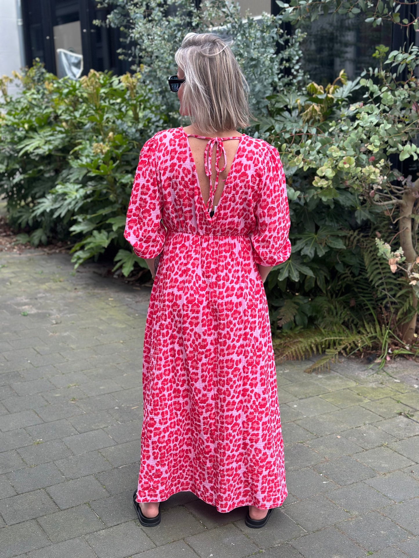 wafel maxi jurk lonni rood