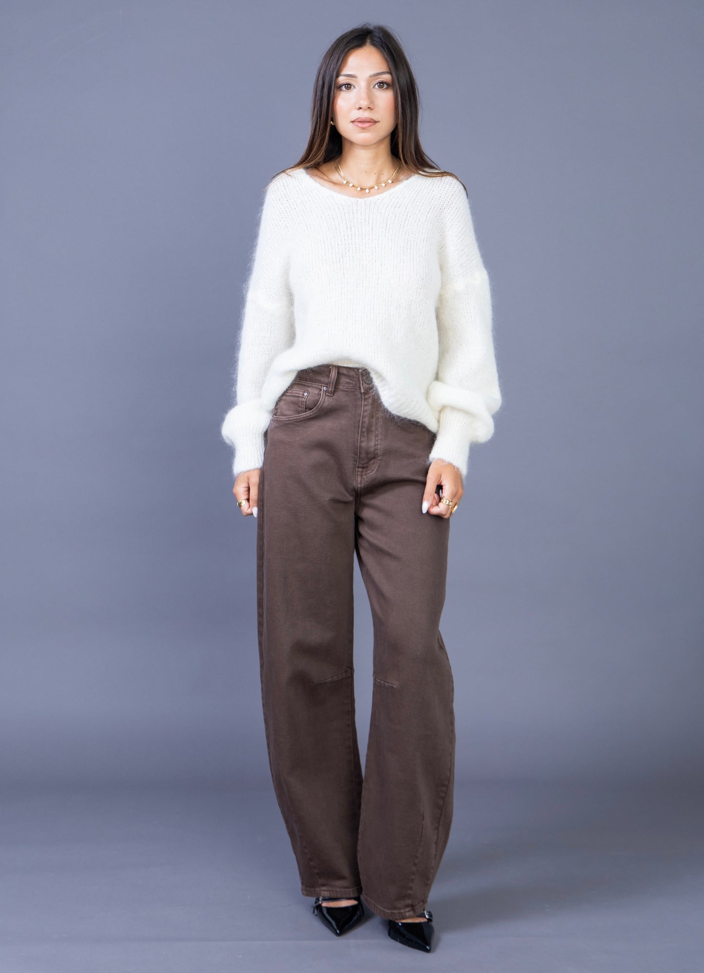 Ana & Lucy Barrel Jeans bruin