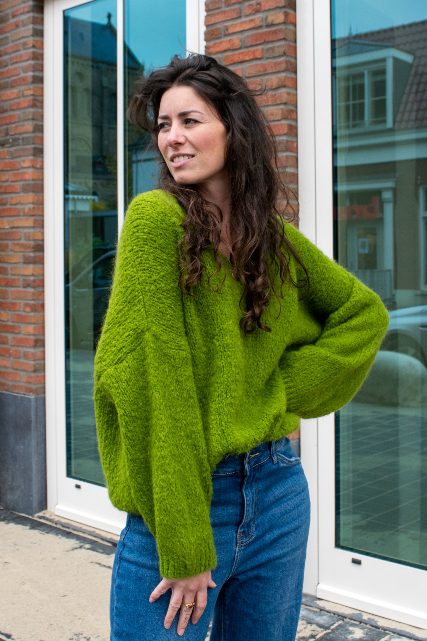 Soft Vhals trui oversized moss groen