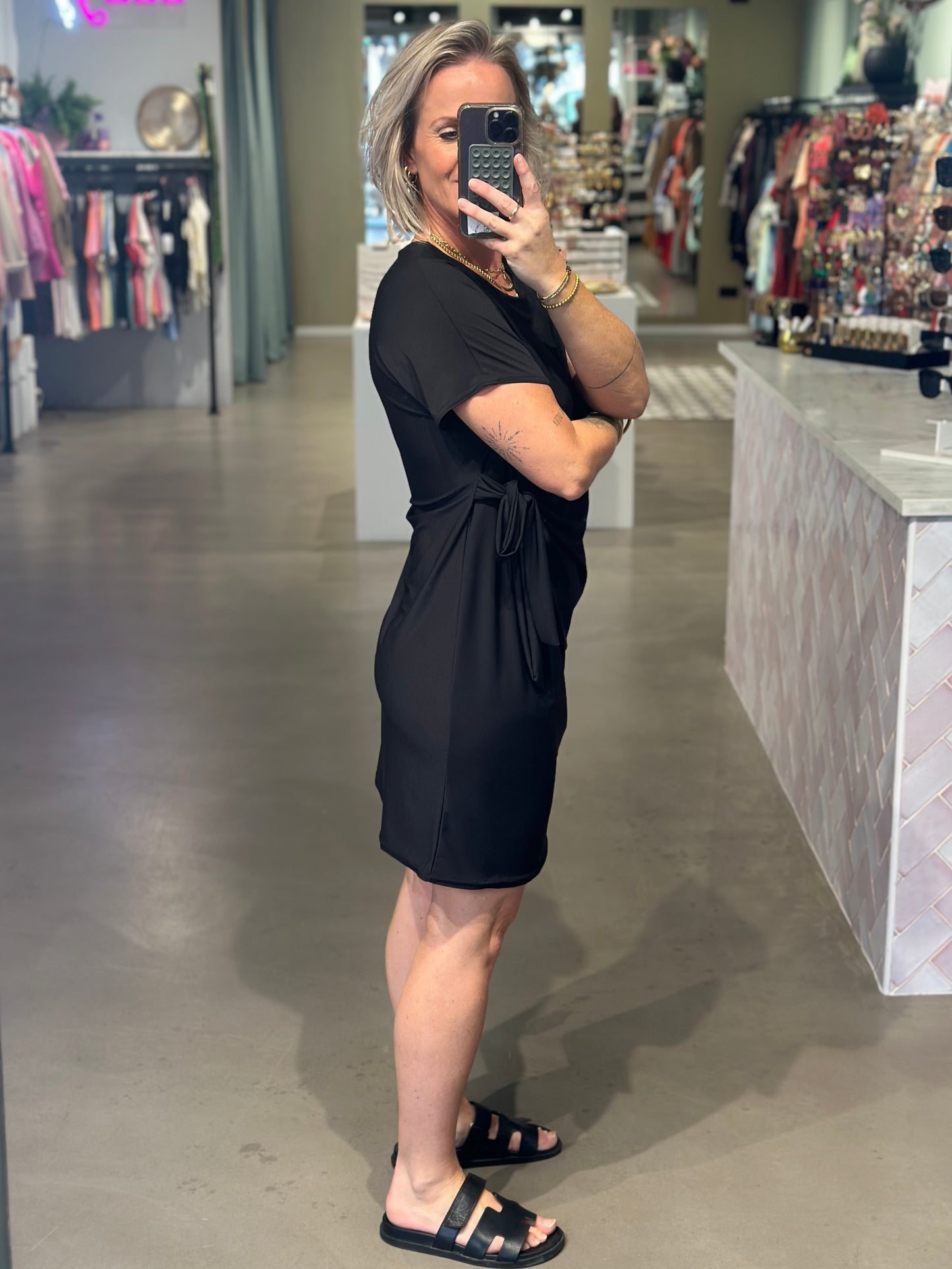 knot dress zwart