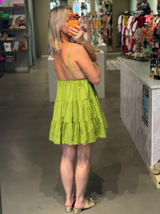 Cotton SUN Dress kort lime groen
