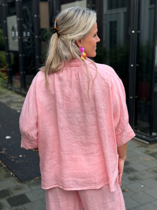 Linnen blouse Gerda zalm