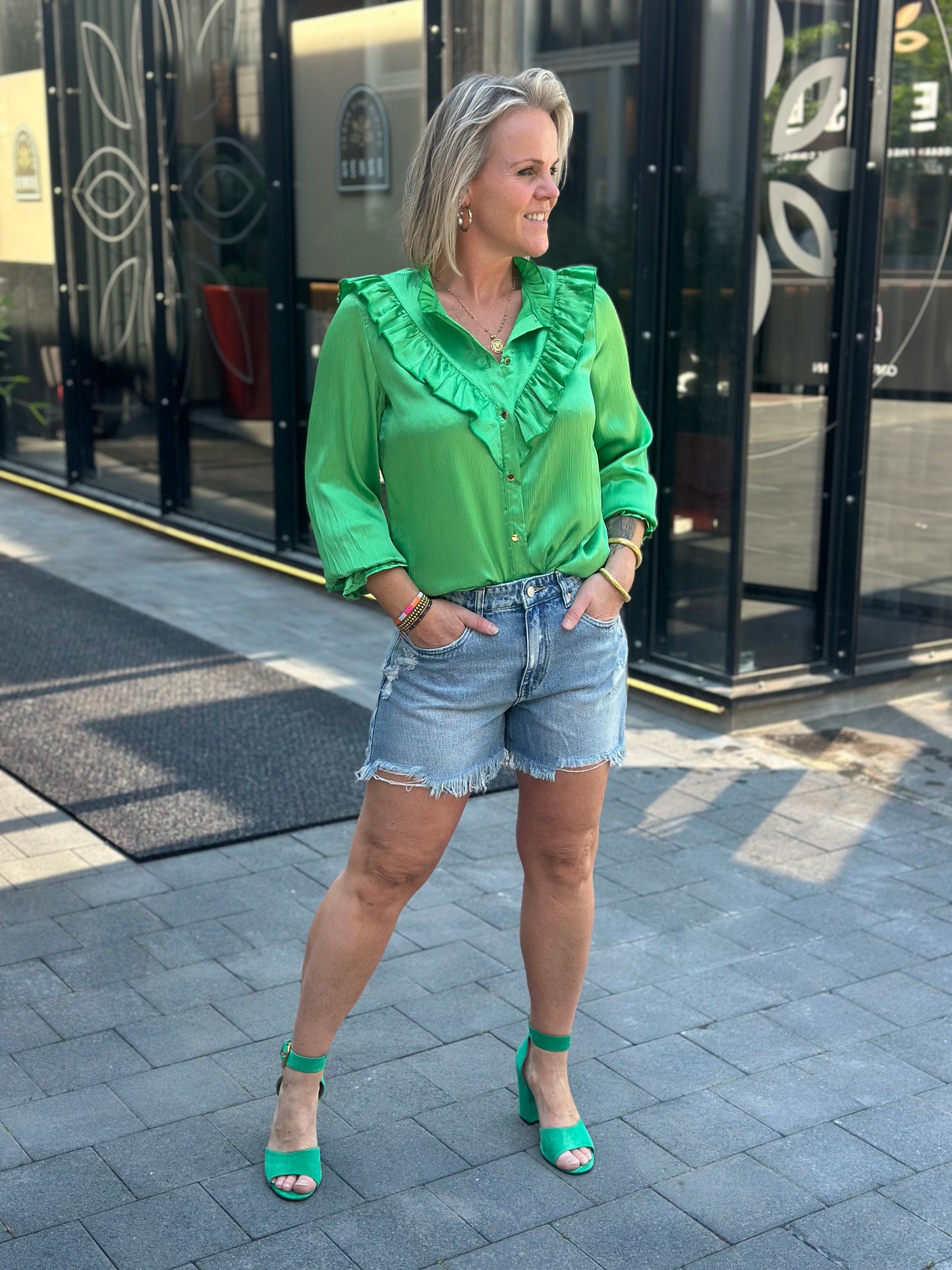 silky blouse groen