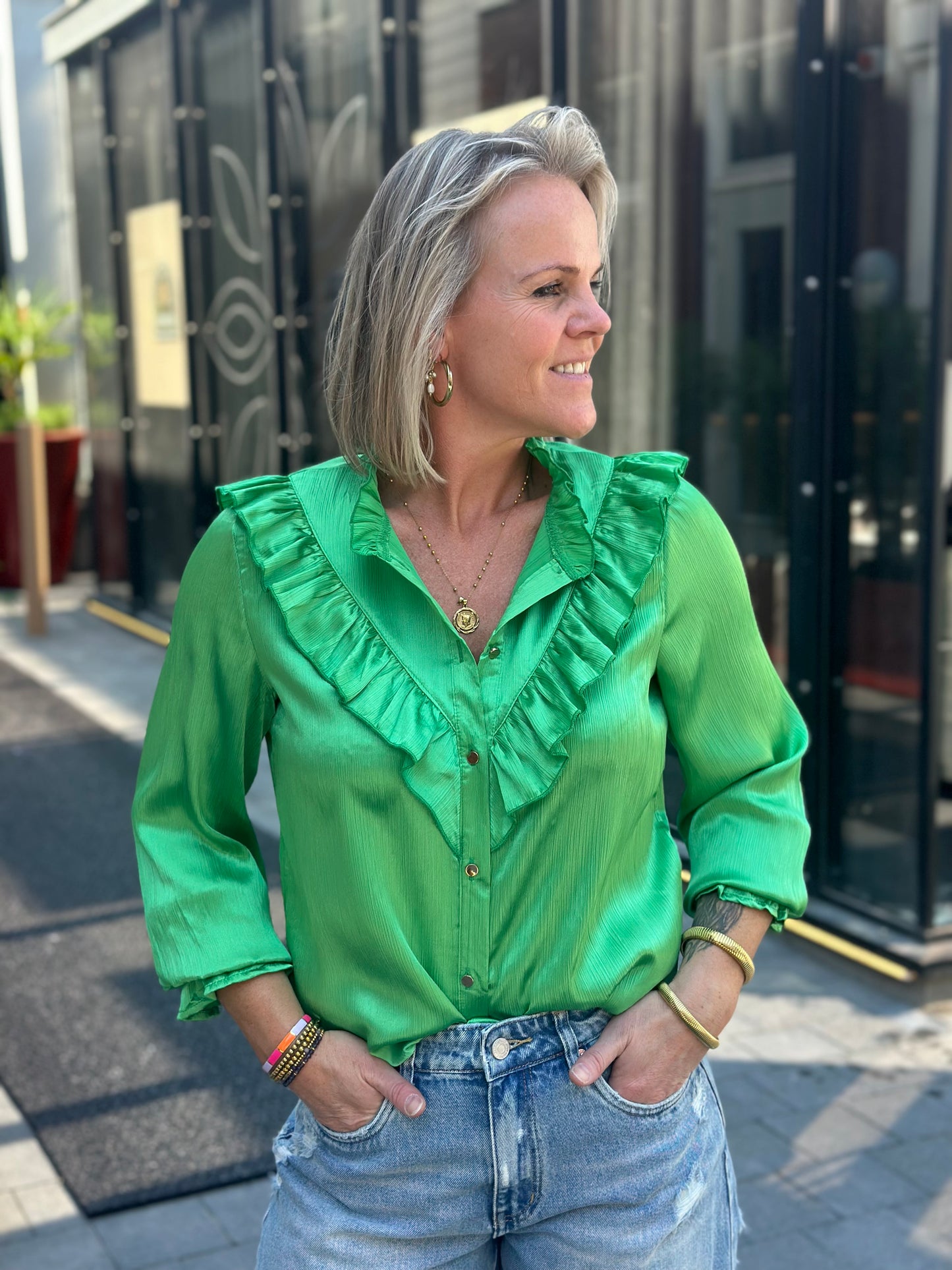 silky blouse groen