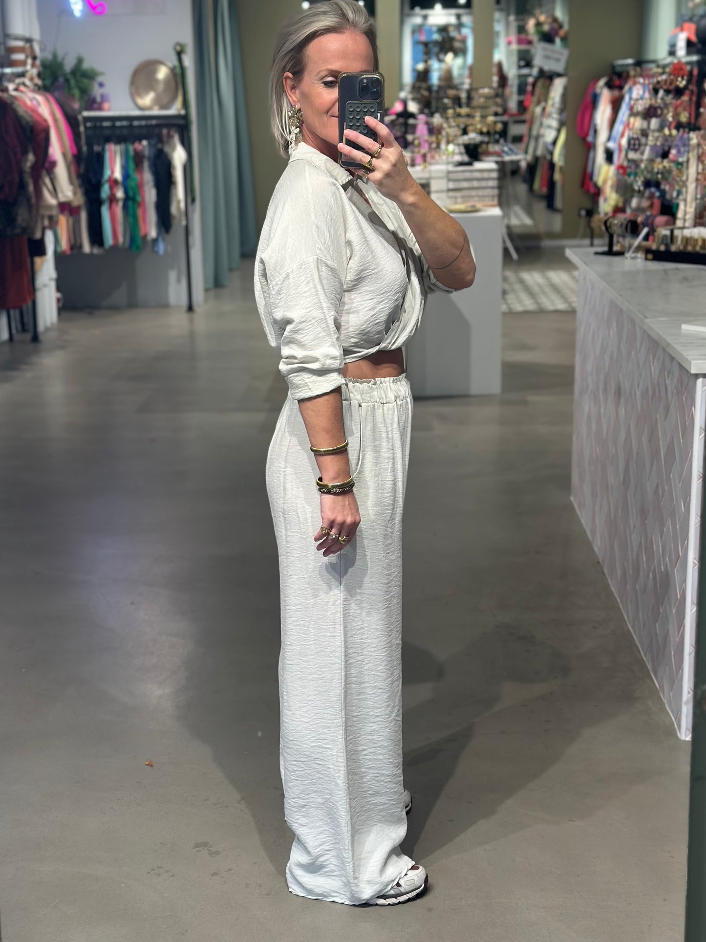 Tweedelige set broek en top off White