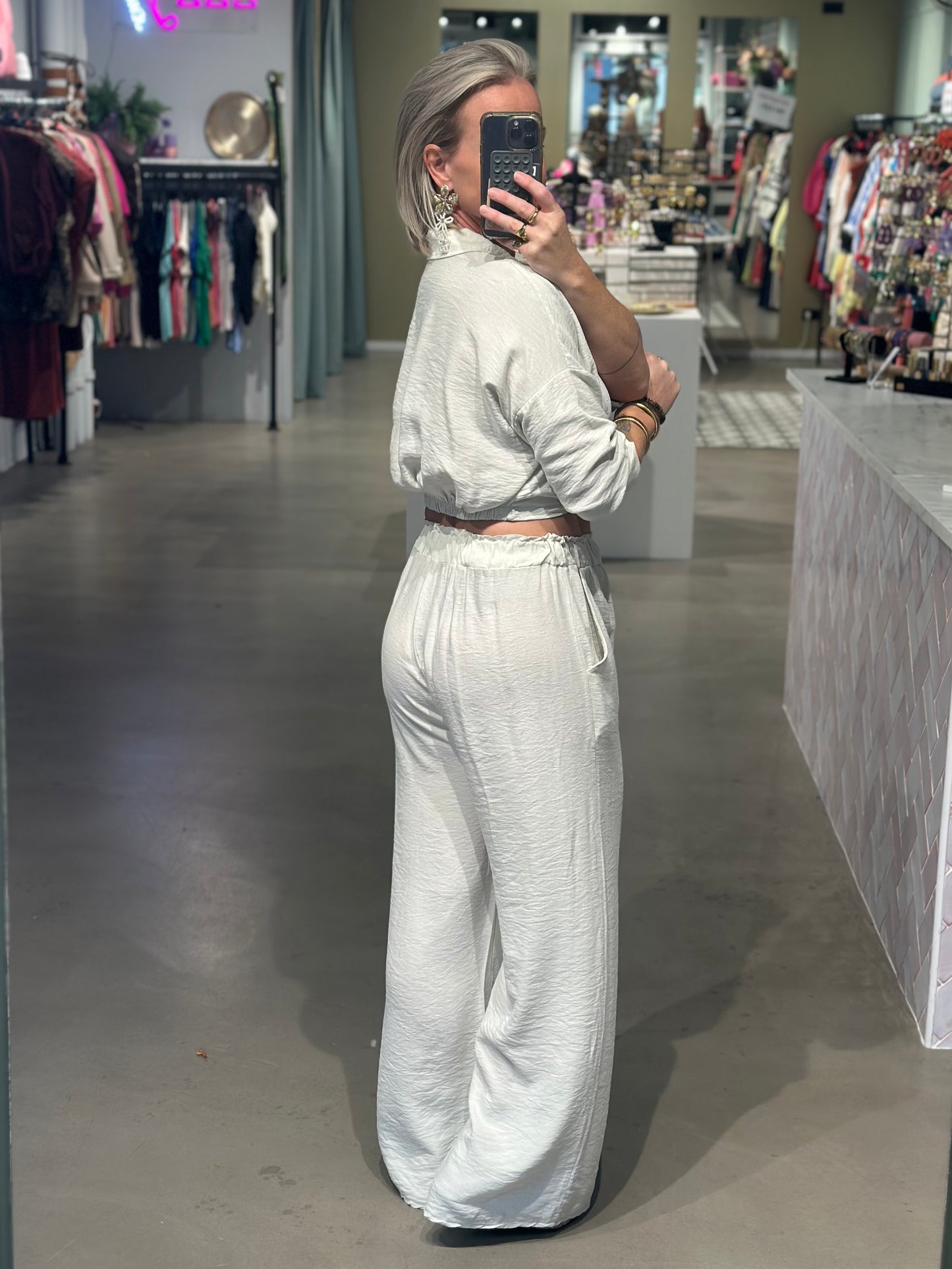 Tweedelige set broek en top off White