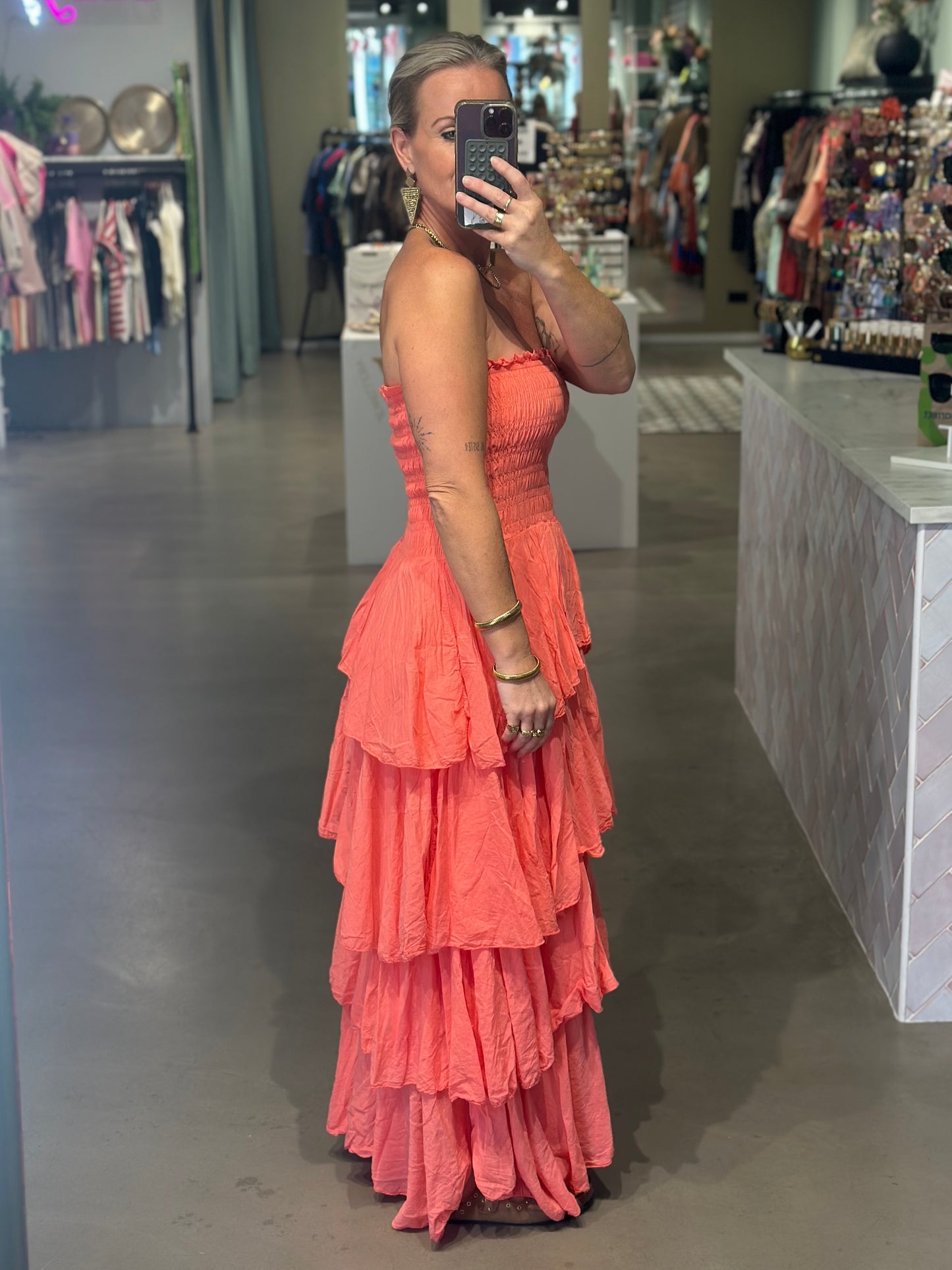 Strapless Dress koraal