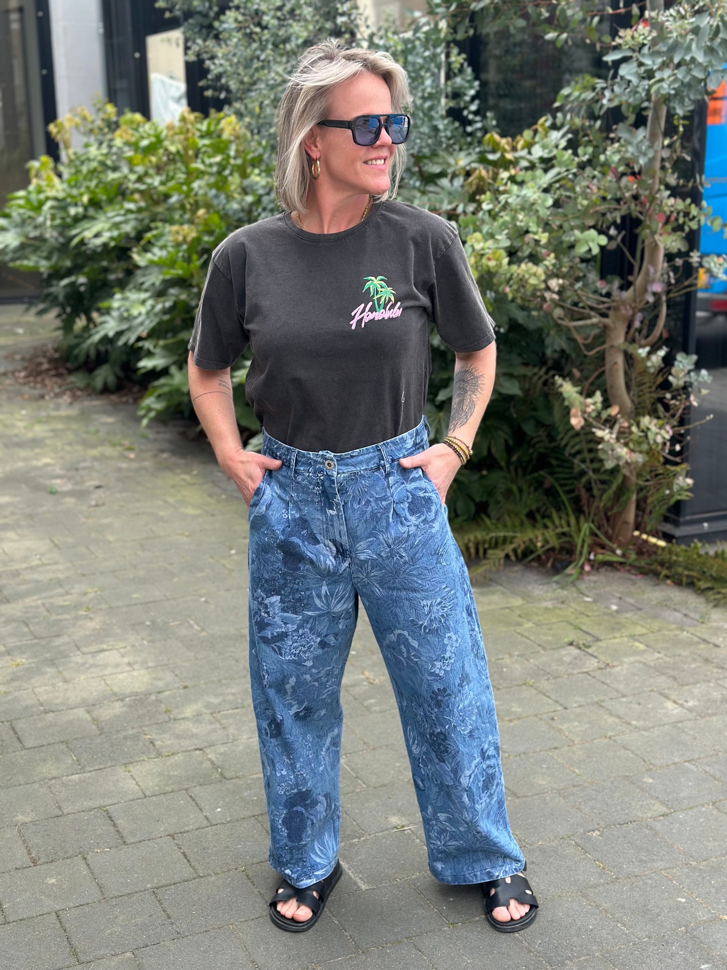 flower jeans balloon fit