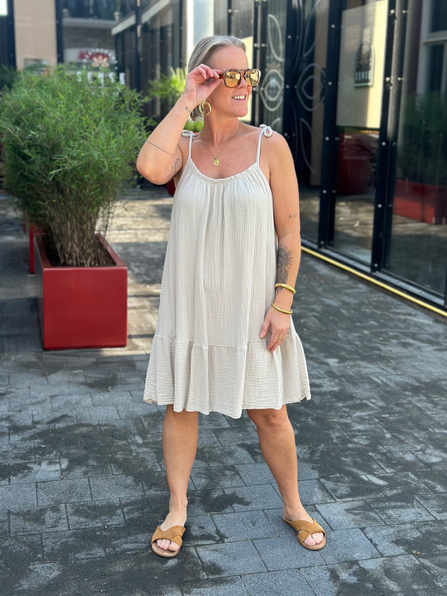 Summer wafel Dress beige