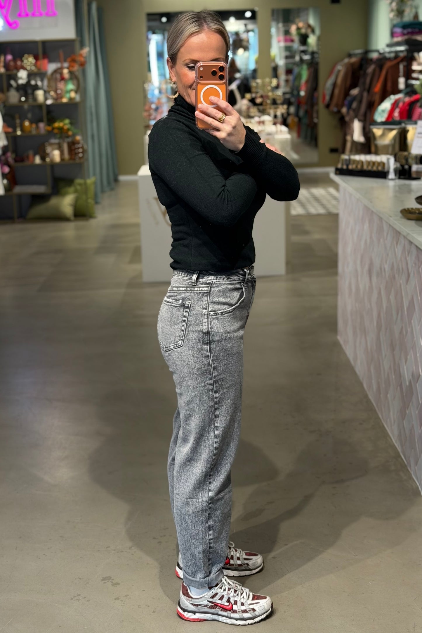 Queen Hearts - Mom fit jeans grijs