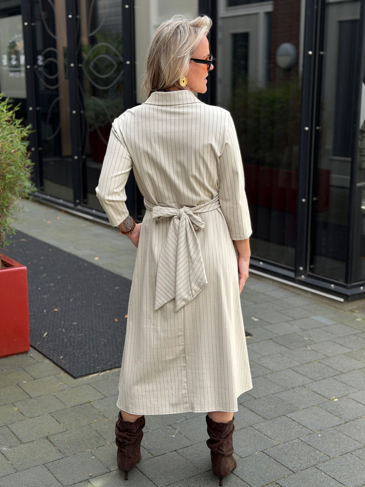 Wikkel jurk Stripe ecru