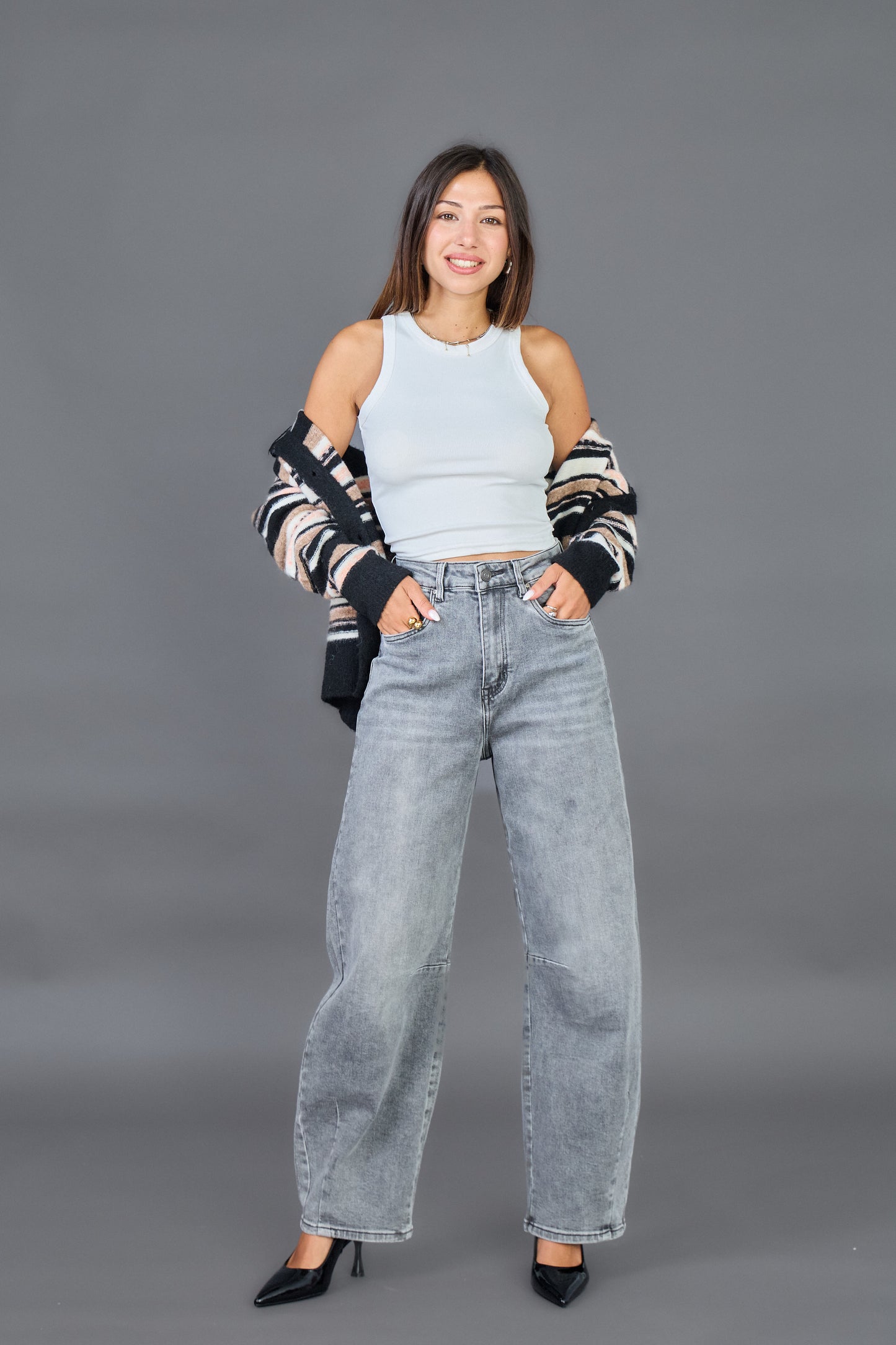 Ana & Lucy - Barrel Jeans light grey