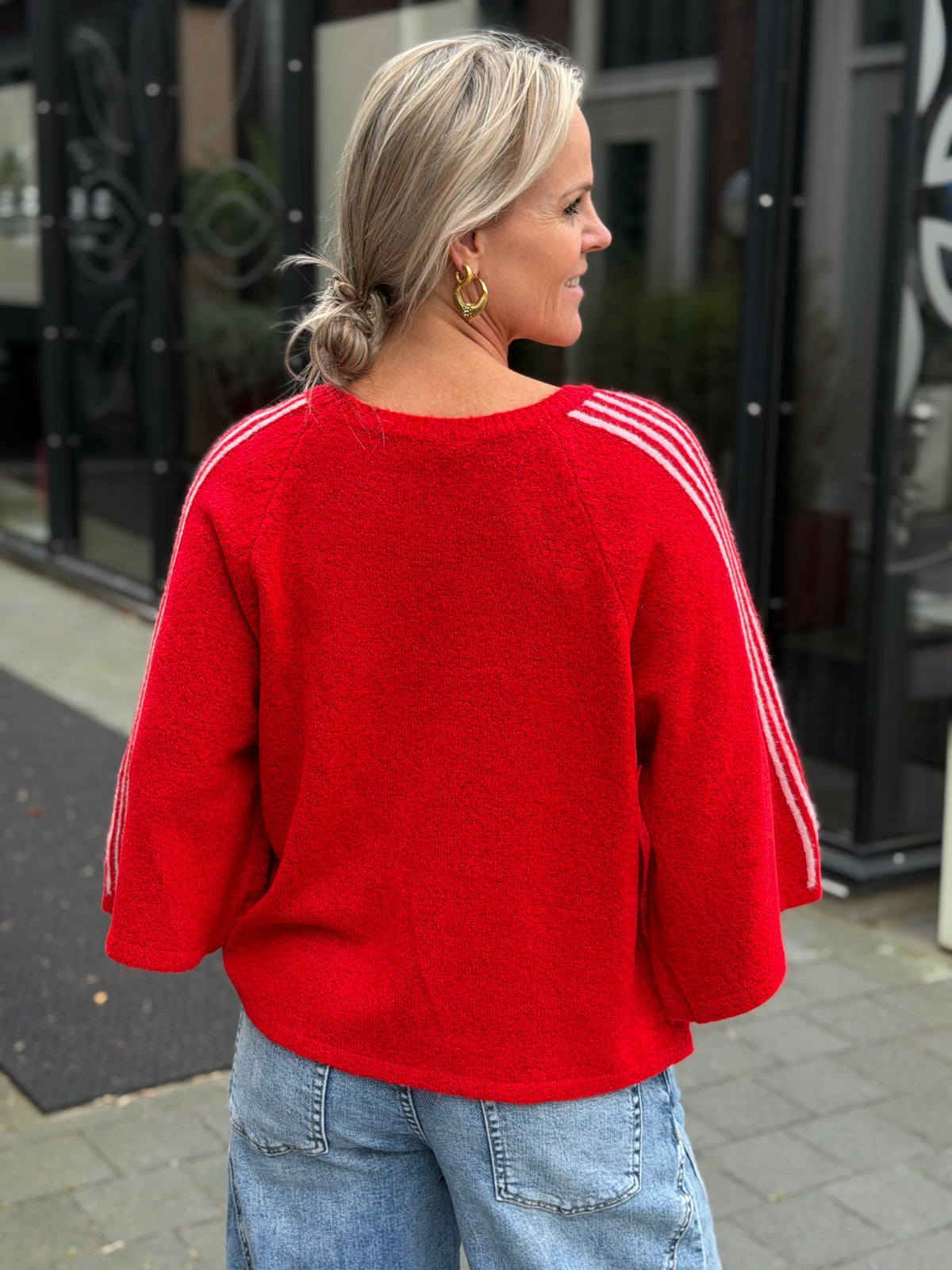 Sporty knit trui rood