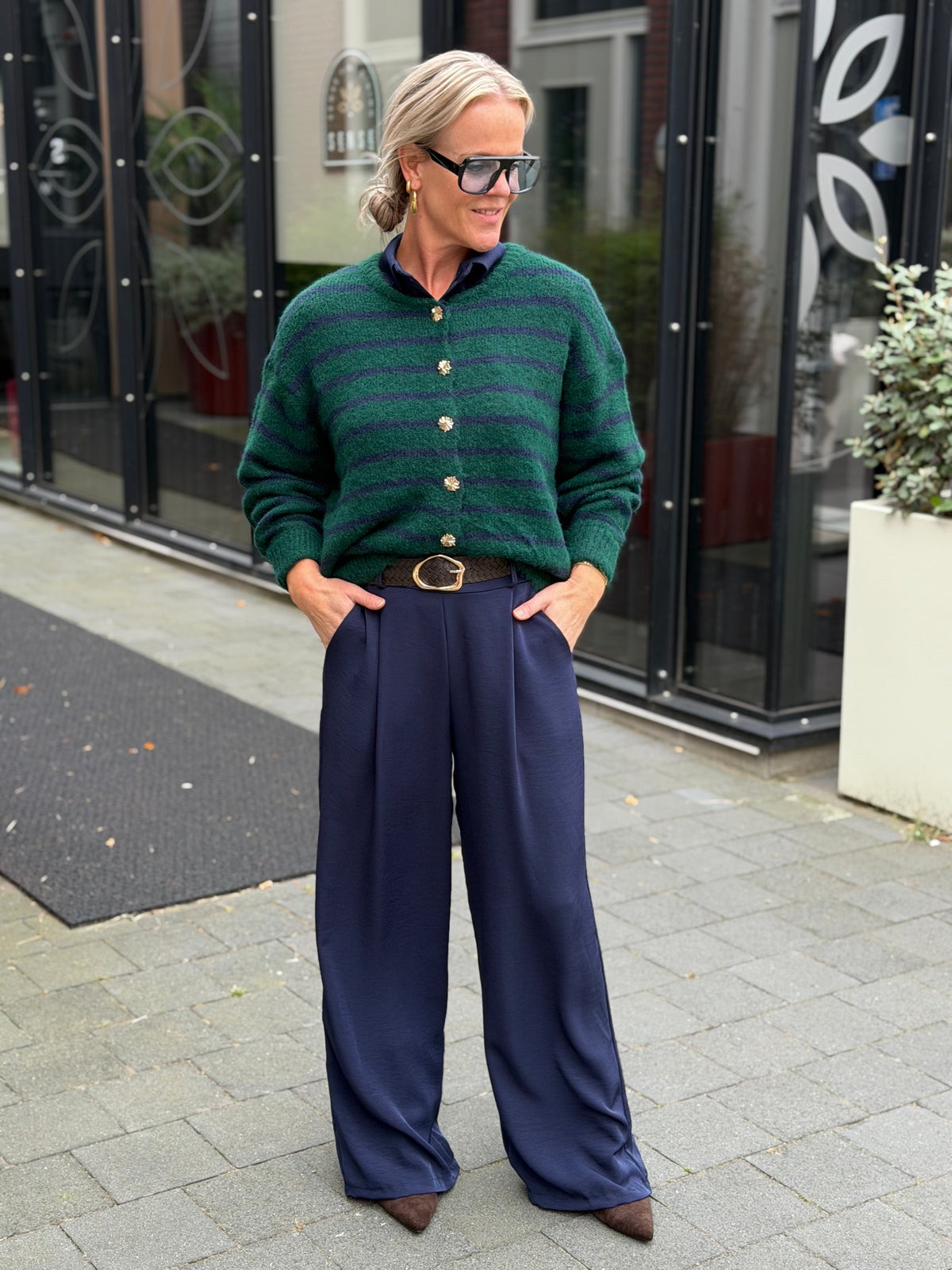 Cardigan Stripe green navy