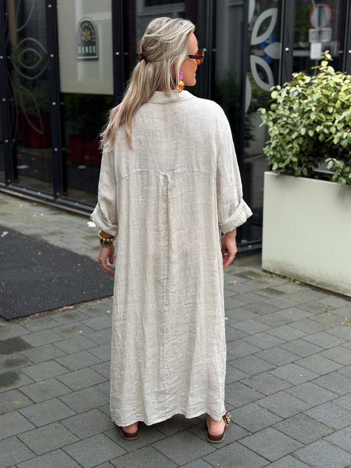 Linnen kaftan beige