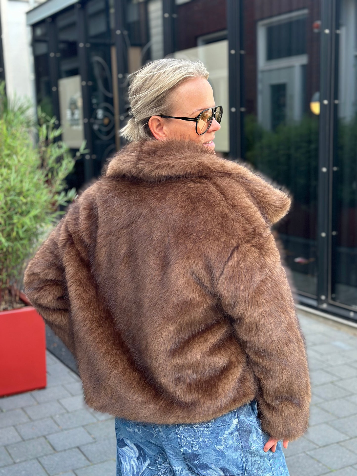 Fake fur jacket bruin
