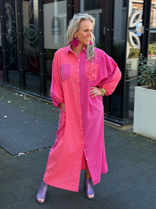 Maxi Doorknoop jurk gold & Silver ROSINE