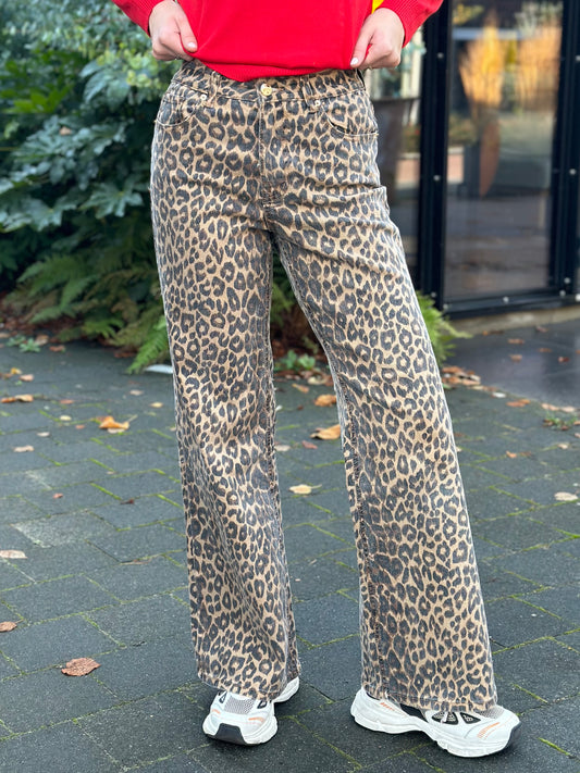 Leopard jeans wide leg