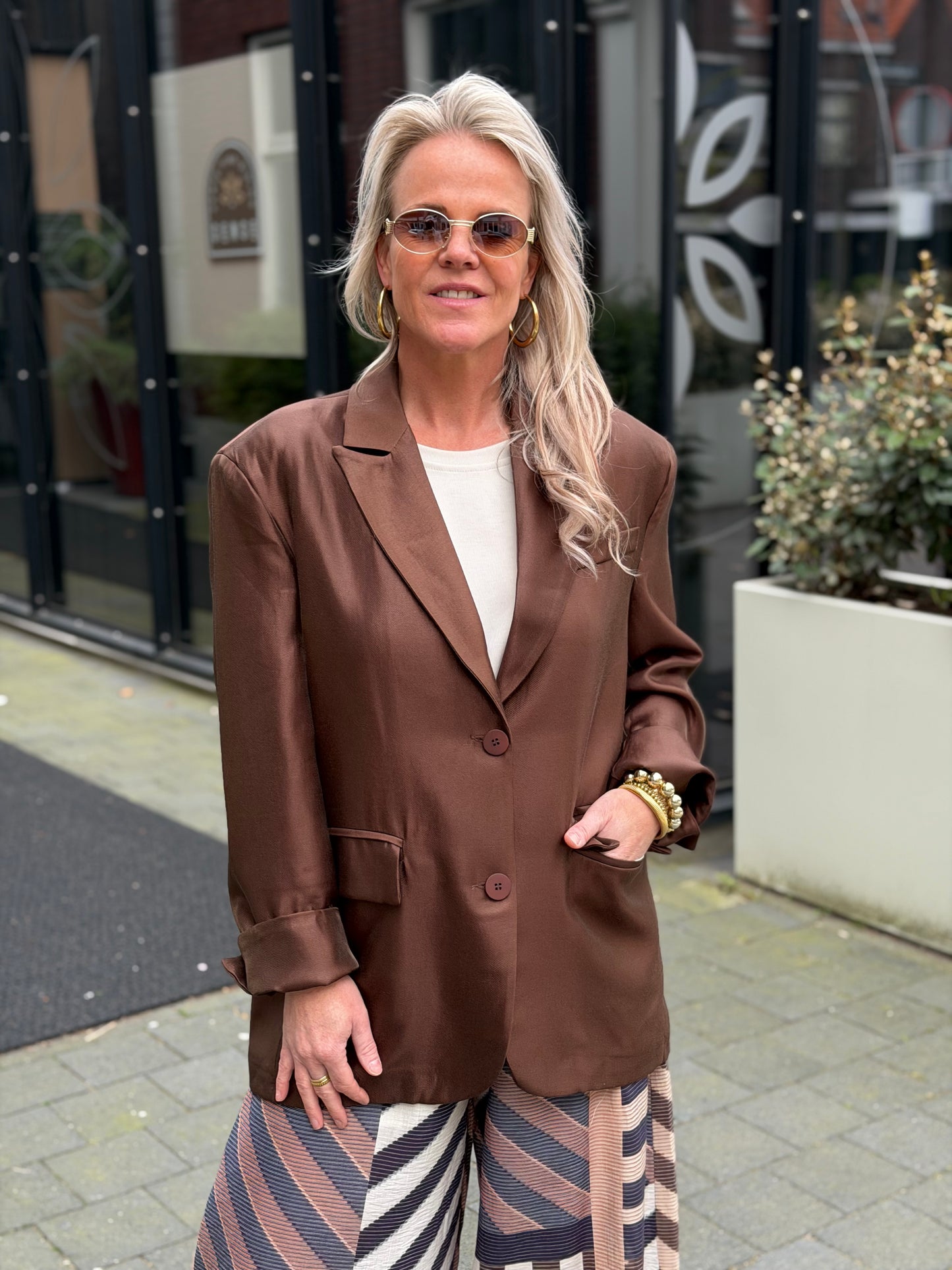 Oversized blazer bruin