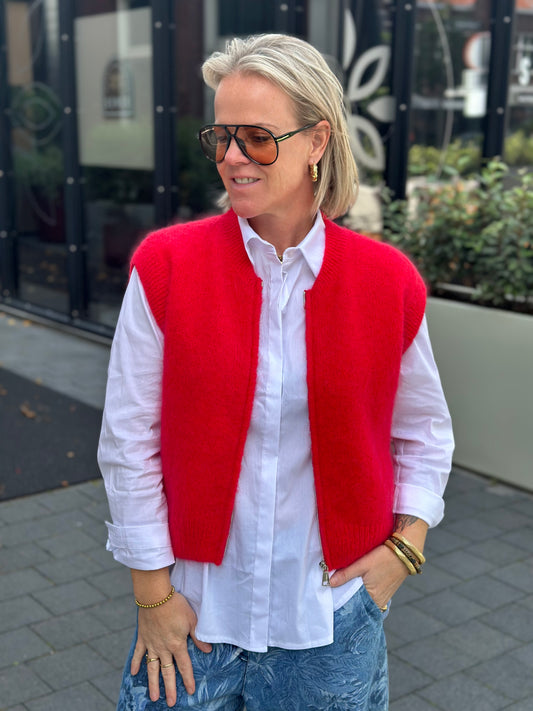 Mohair mix sleevless vest rood