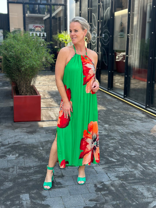 Flower halter Dress groen