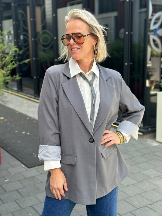 Oversized blazer donker grijs