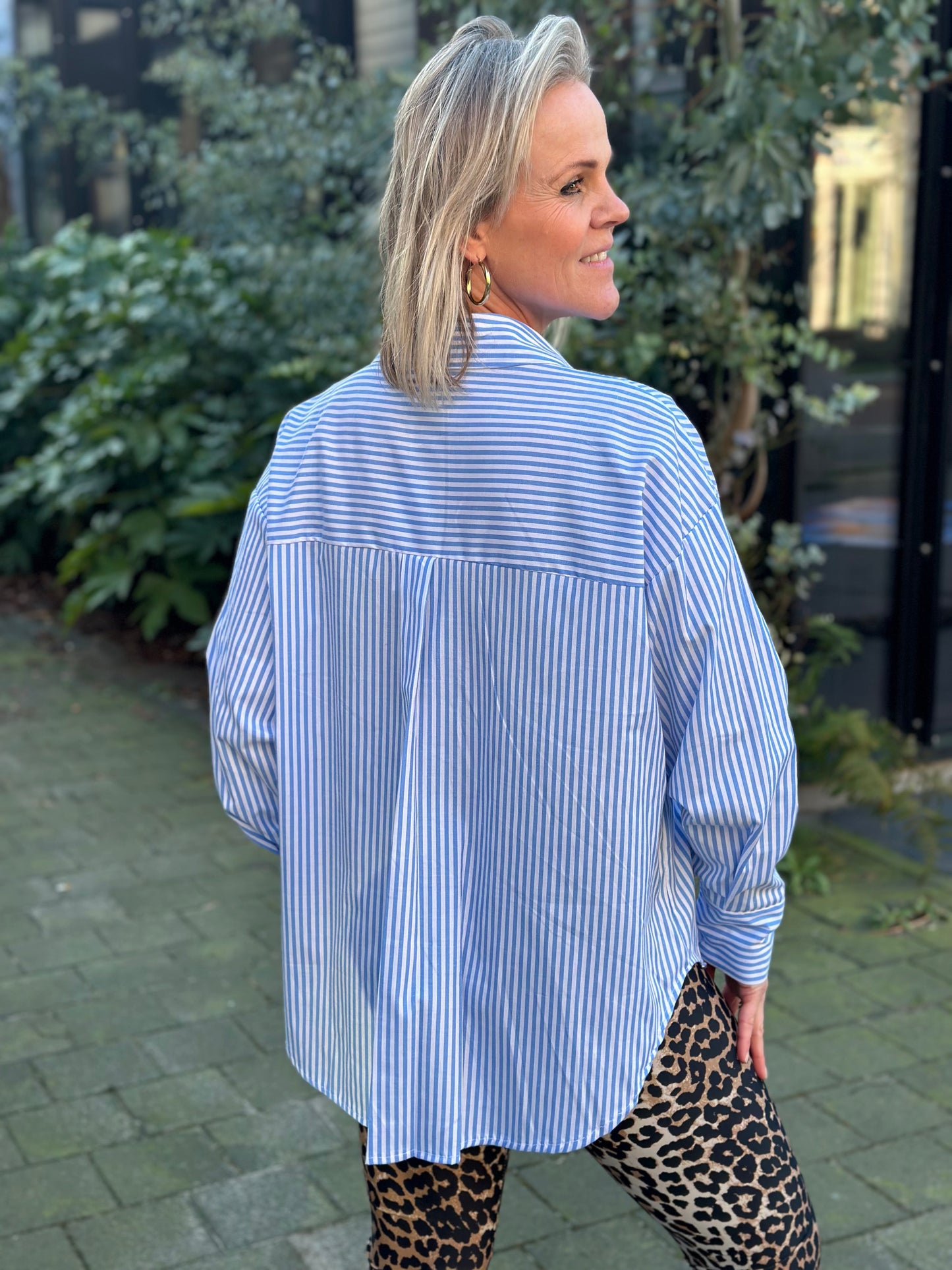 classic oversized blouse streep blue