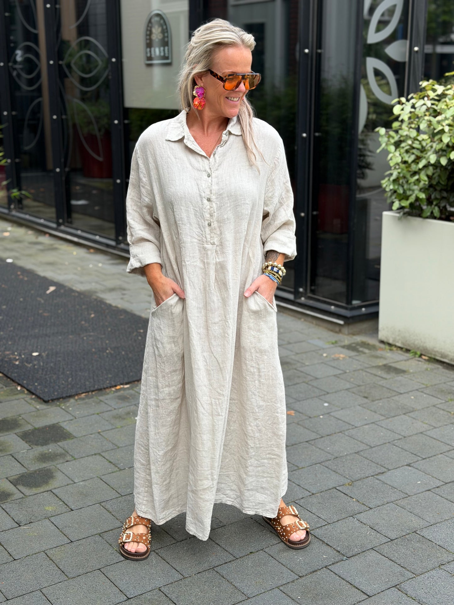 Linnen kaftan beige
