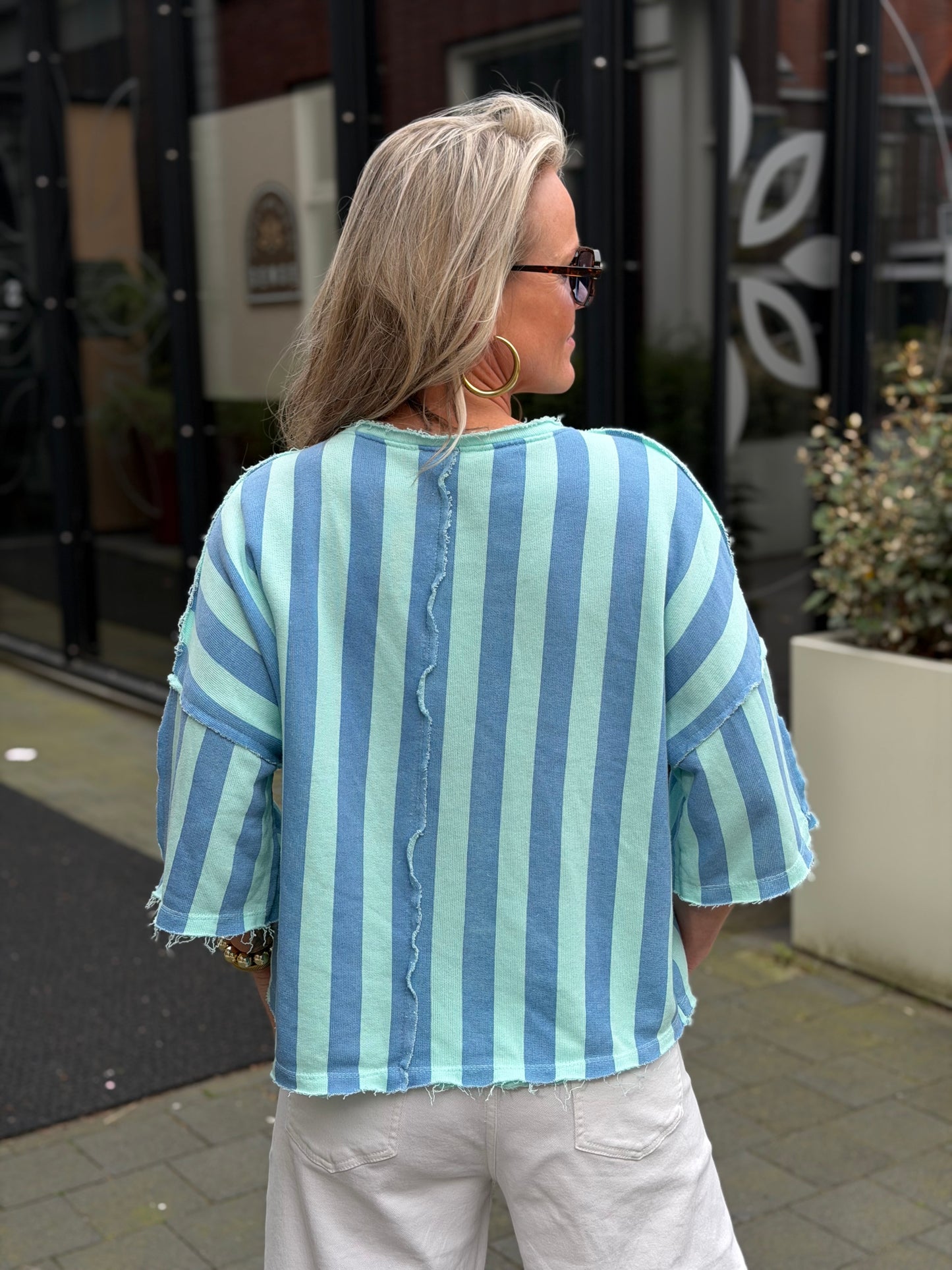 Sweater stripe aqua/blue