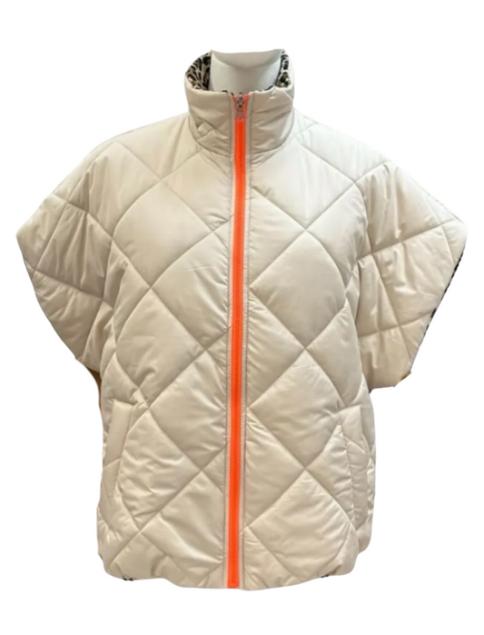 Padded bodywarmer dubbelzijdig Leopard beige