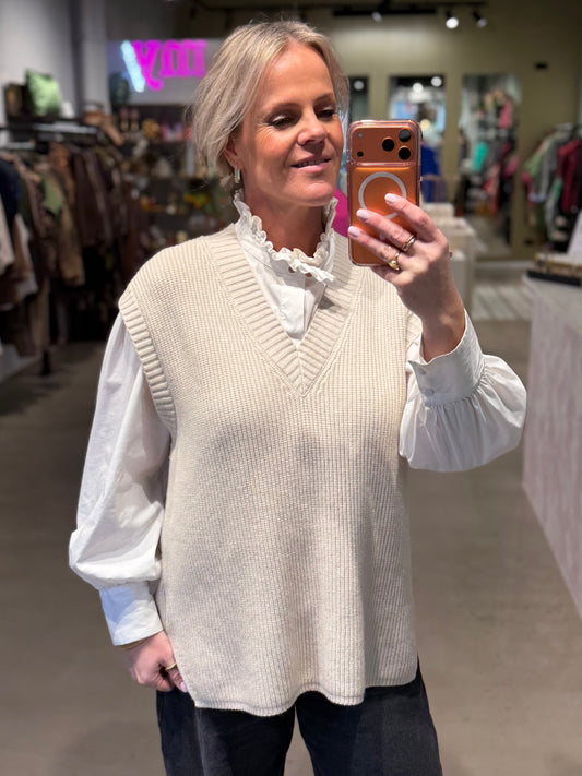 Oversized rib spencer ecru