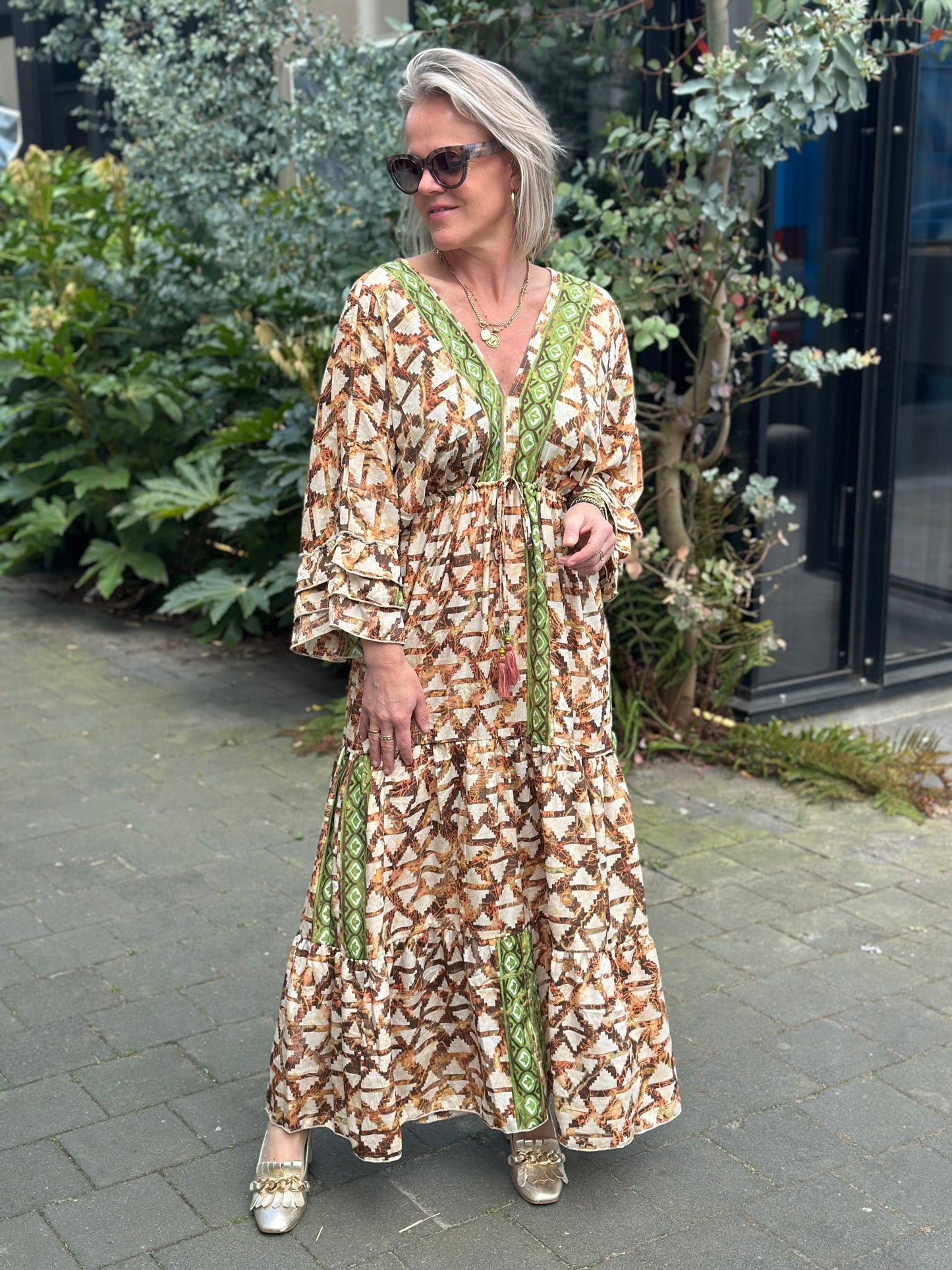 Ibiza Dress beige/bruin/groen