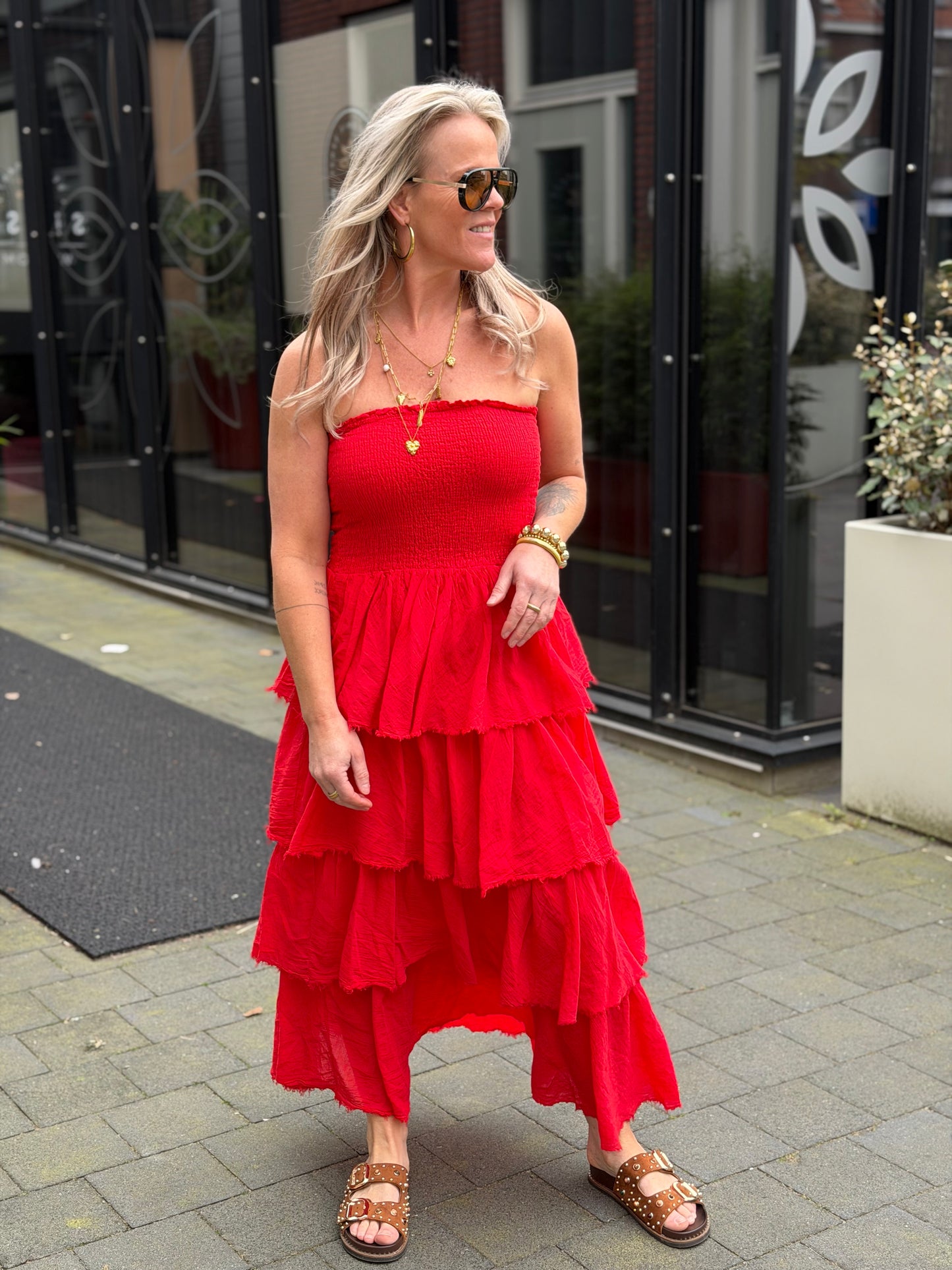 Strapless Dress rood