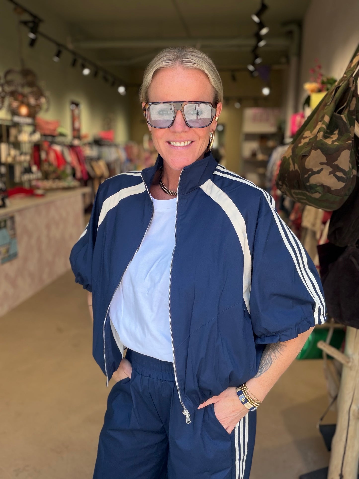 Retro sportjacket blauw
