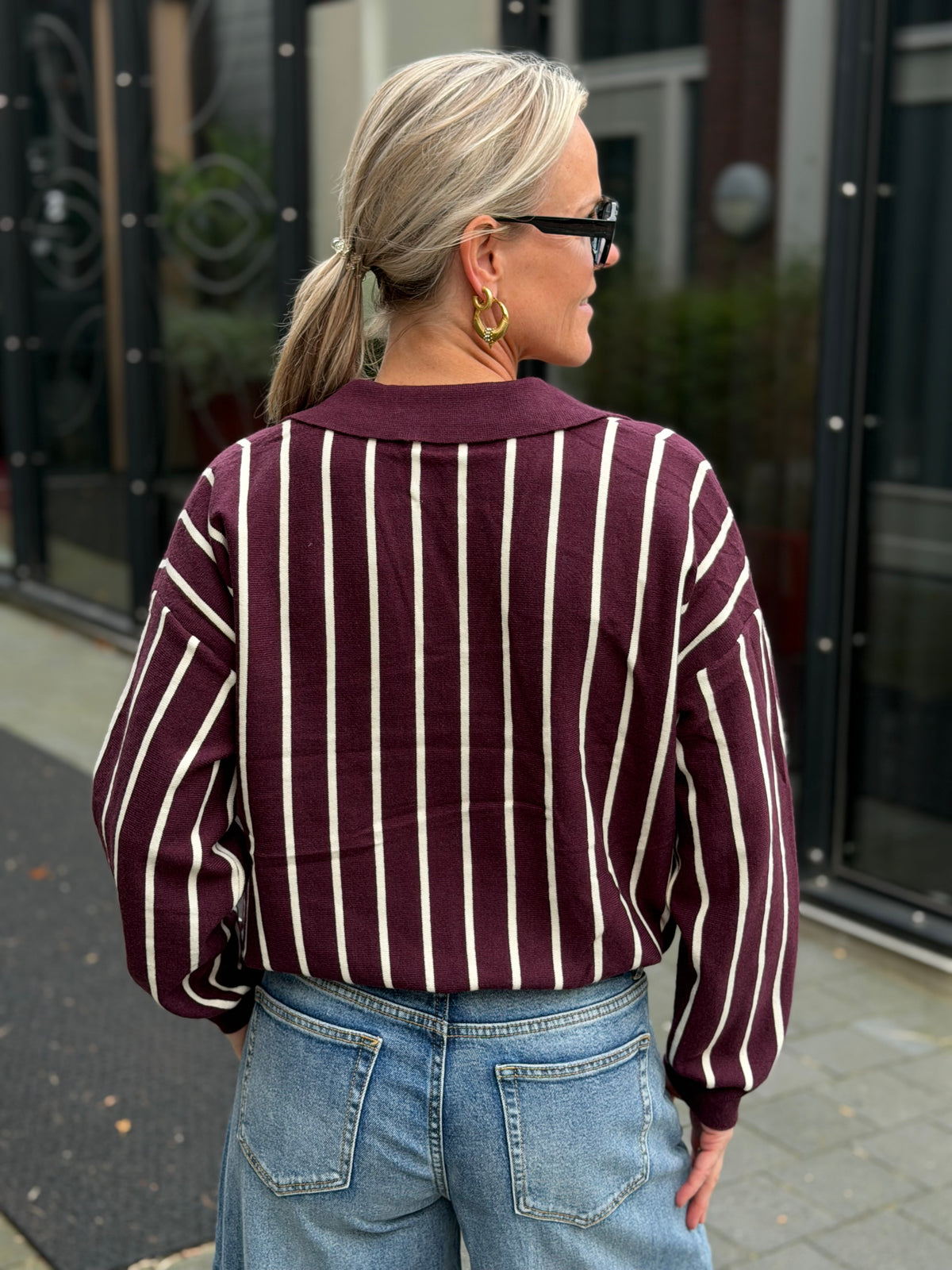Knitted polo sweater LA bordeaux
