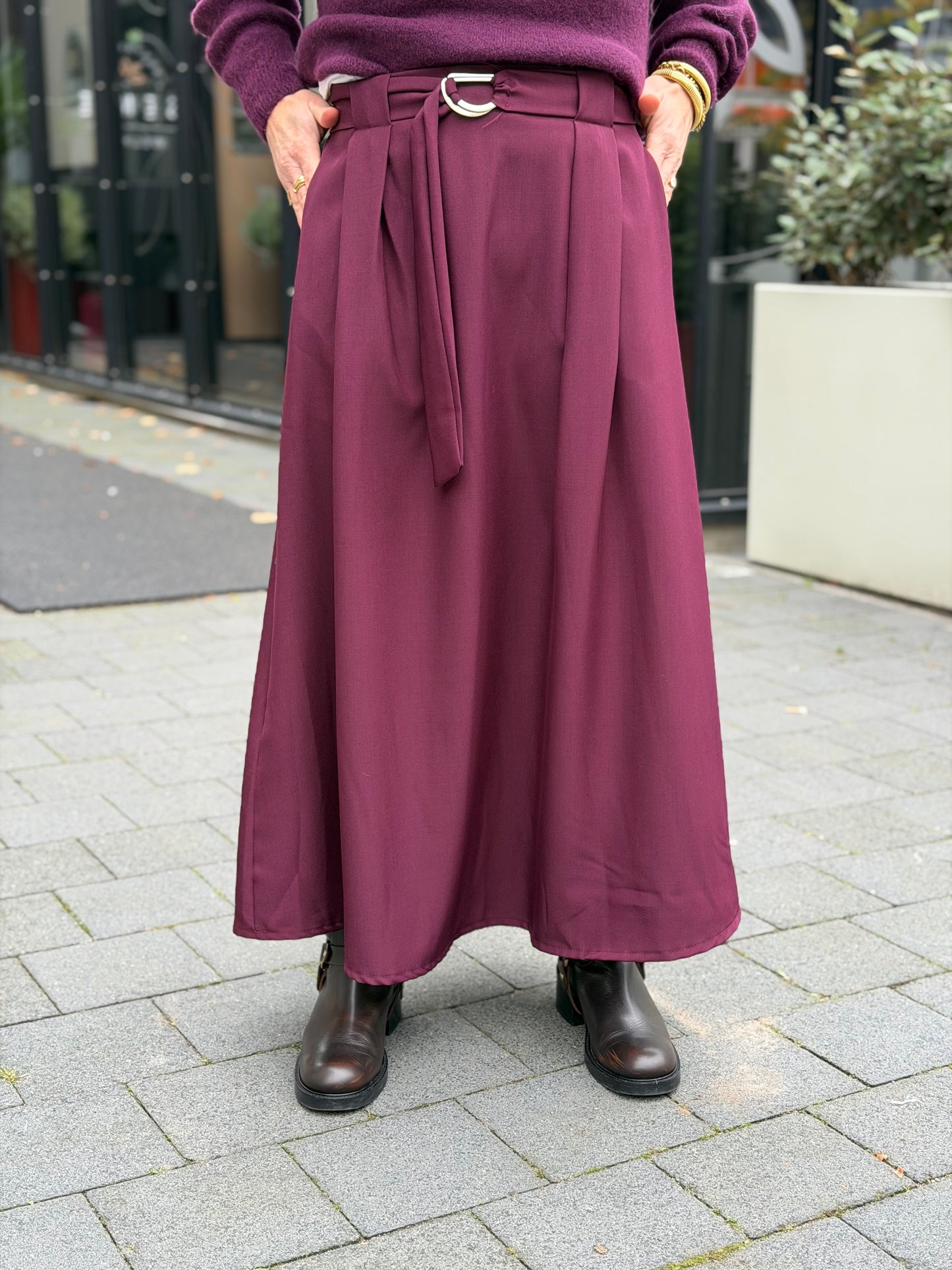 Lange rok aubergine