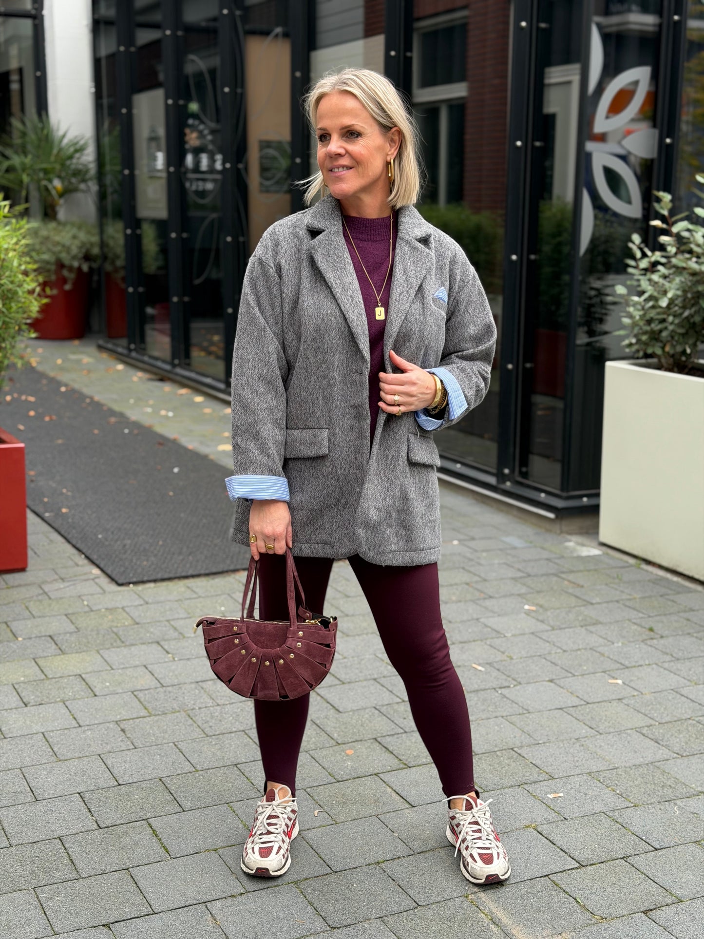 Korte blazer/mantel grijs