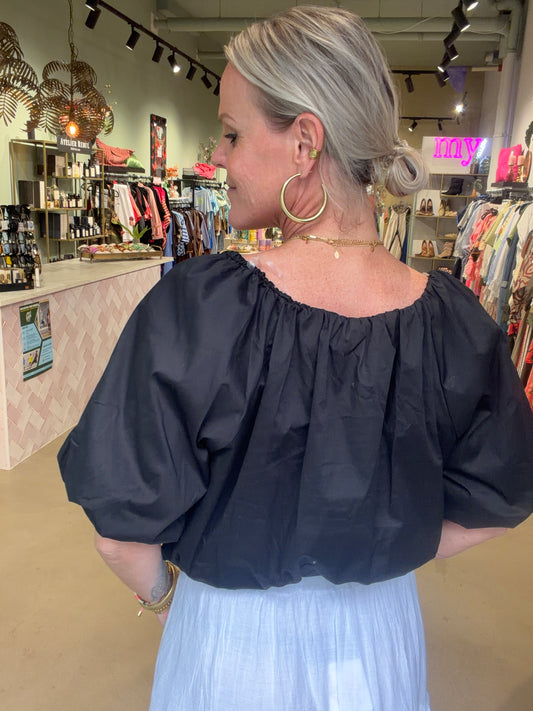 Crop top ballon zwart