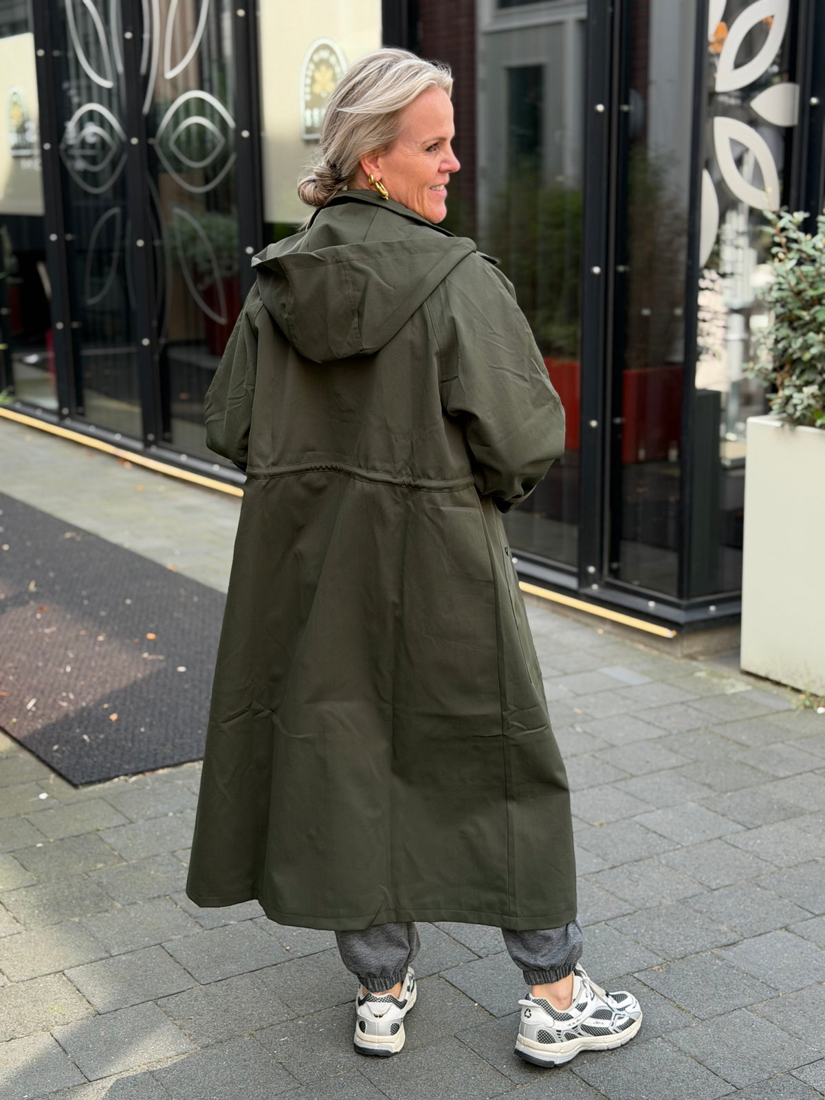 Lange trenchcoat khaki