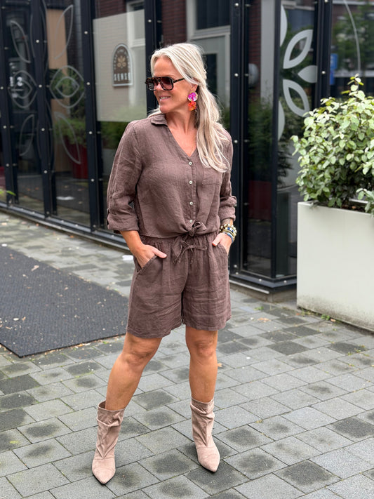 Linnen short bruin