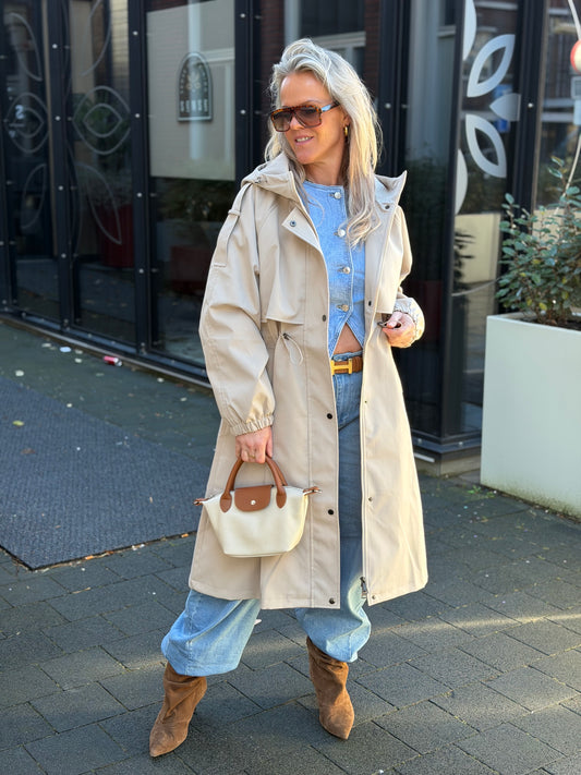 Lange trenchcoat beige